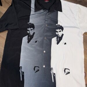 Vintage Scarface Tony Montana Universal Studios Dragonfly Button Shirt Size XXL